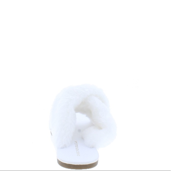 🎊HP🎉Snowy White Luxe Fur Fuzzy Sherpa Padded Slide Slipper Sandals - Picture 4 of 4
